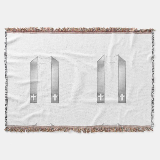 Manta Aspecto 3-D Stole del sacerdote plateado (Anverso)