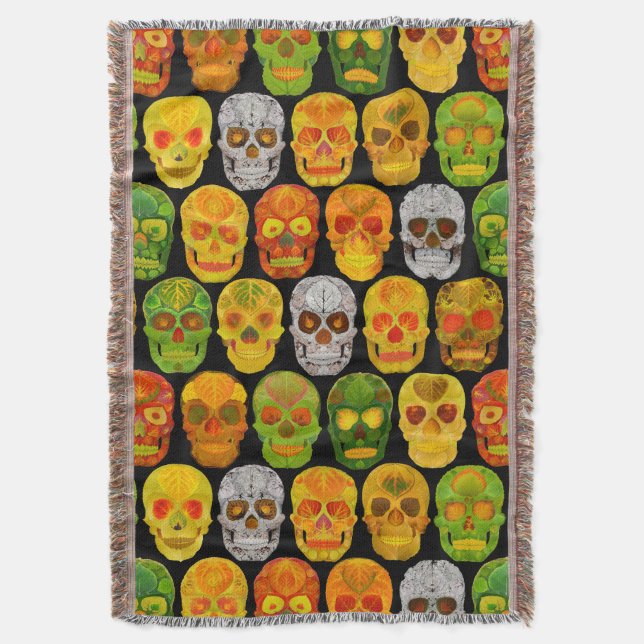Manta Aspen Leaf Skulls sin fisuras patrón 2018 (Frente vertical)