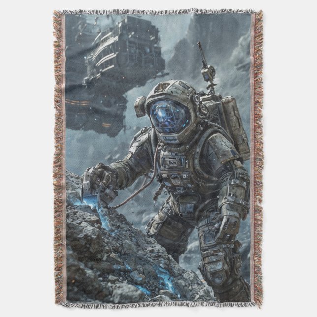 Manta Astronauta Throw Blanket (Frente vertical)