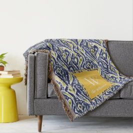 Manta Audaz amarillo azul abstracto clásico ikat monogra