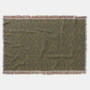 Manta Audsley Vintage Oro Corona Verde Damask Artístico