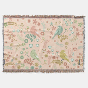 Manta Aves y ramas de Shabby Pastel Salmon
