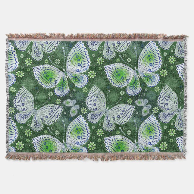 Manta Away Paisley Butterfly Print Green (Anverso)