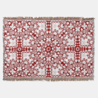 Manta Azra ・ Mandala geométrica roja y blanca