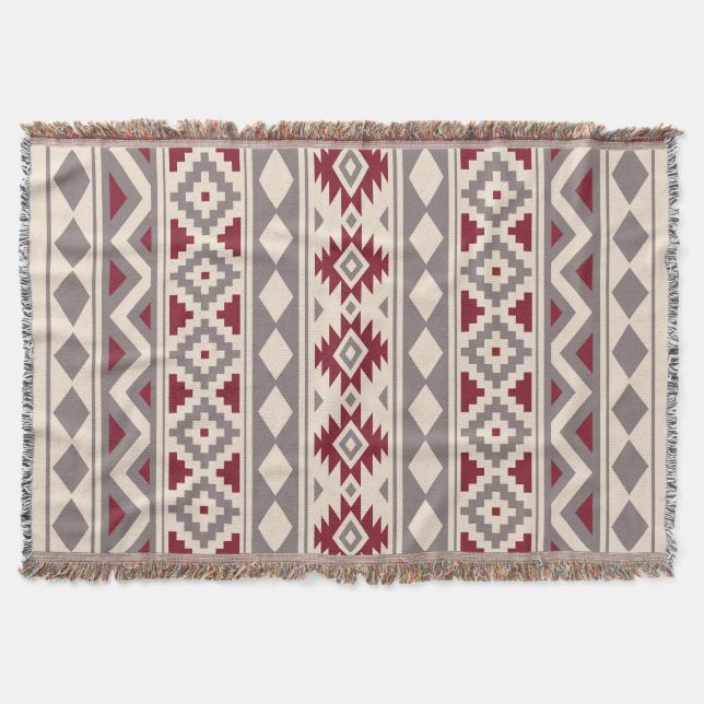 Manta Aztec Essence V Ptn IIIb Crema Taupe Rojo (Anverso)