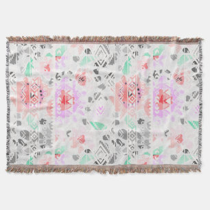 Manta Azteca floral de color pastel