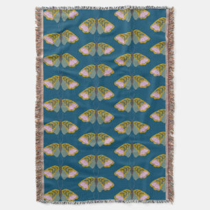 Manta Azul azul de Ilustracion mariposa floral Boho