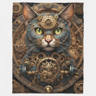 manta azul de arte de la IA del gato steampunk