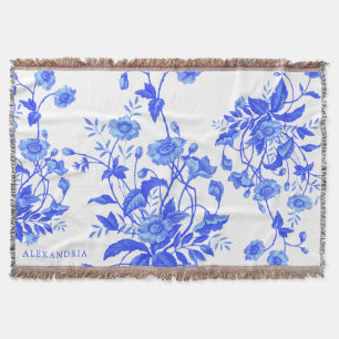Manta Azul de tela francés vintage personalizado