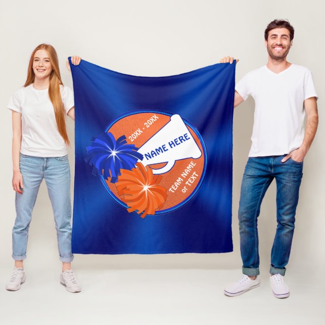 Manta azul y anaranjada del tiro de la animadora (In situ)