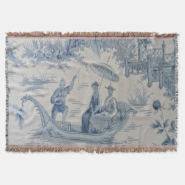 Manta Azul y blanco Chinoiserie Oriental Throw Blanket