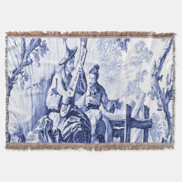 Manta Azul y blanco Chinoiserie Oriental Throw Blanket
