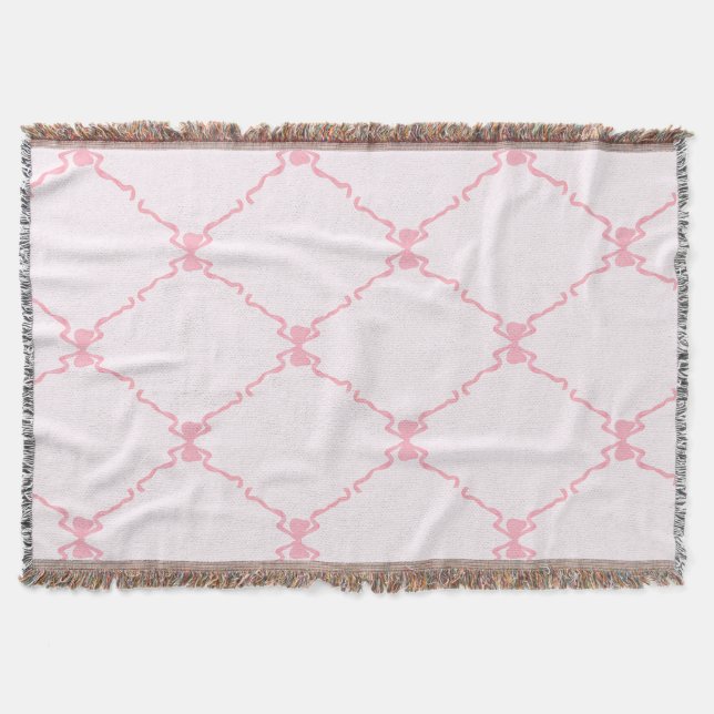 Manta Baby Bow Trellis Pink Bella Ribbon (Anverso)