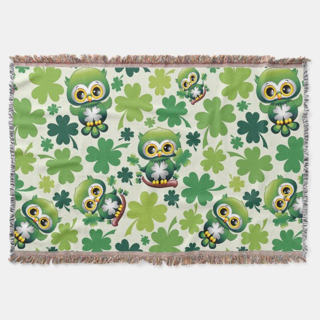 Manta Baby Owl Cute St Patrick Cartoon (Anverso)