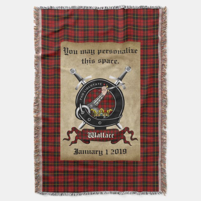 Manta Badge del clan Wallace y Tartan Throw (Frente vertical)