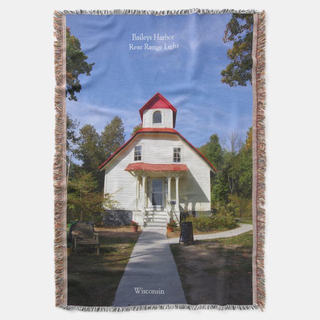 Manta Baileys Harbor Rear Range Light throw blanket (Frente vertical)