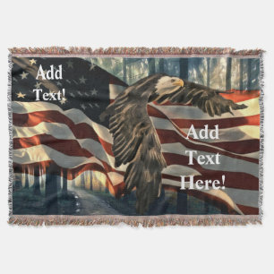 Manta Bald Eagle Bandera Americana Camino Tira Blanke