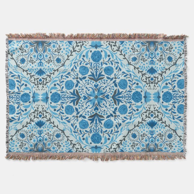Manta Baldosas florales azules (Anverso)