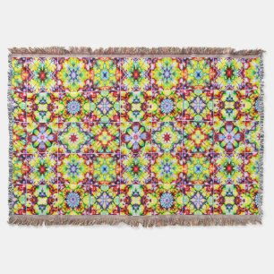 Manta Baldosas mediterráneas, mosaicos de tinta de alcoh