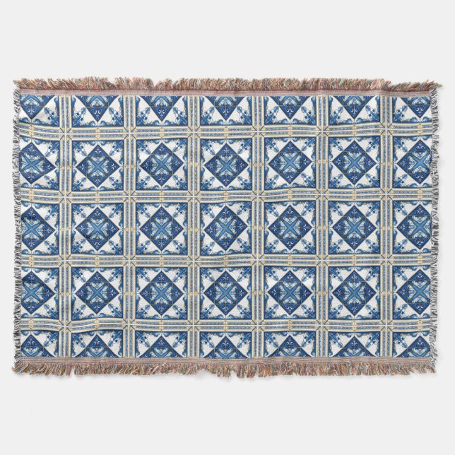 Manta Baldosas mediterráneas, portuguesas, azulejo, mall (Anverso)