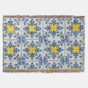 Manta Baldosas portuguesas - Patrón azul y amarillo Azul