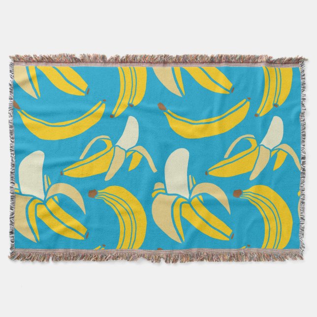Manta Bananas amarillas, patrón de fondo azul (Anverso)