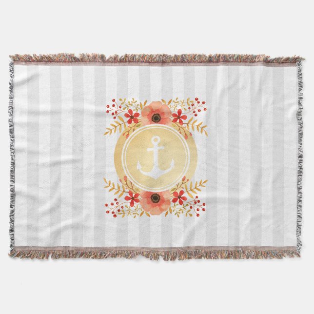 Manta Banca Náutica Dorada Floral Floral (Anverso)