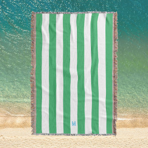 Manta Banda verde de cabana y monograma azul personaliza