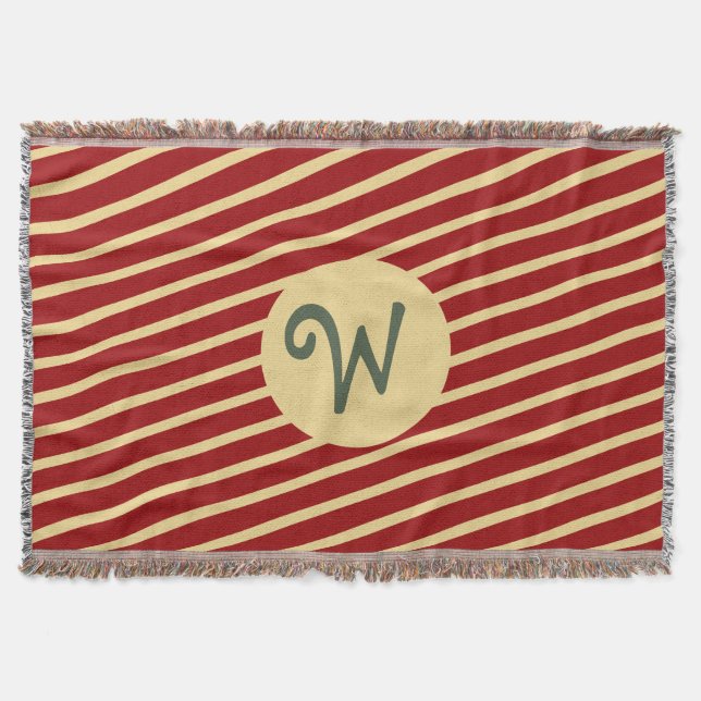 Manta Bandas doradas monogramadas en rojo (Anverso)