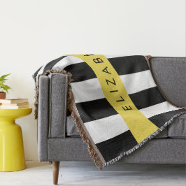 Manta Bandas en blanco y negro, rayas, líneas, nombre