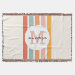 Manta Bandas retro-coloreadas monogramadas personalizada