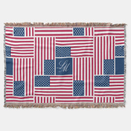 Manta Bandera Americana Patriótica Monograma Americana