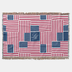 Manta Bandera Americana Patriótica Monograma Americana