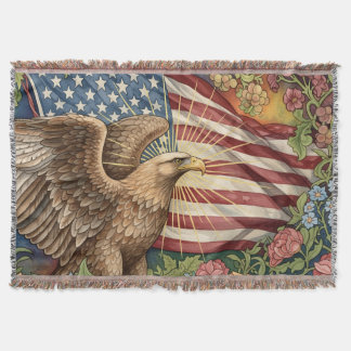 Manta Bandera Americana Vintage, Águila, Arte Patriótico