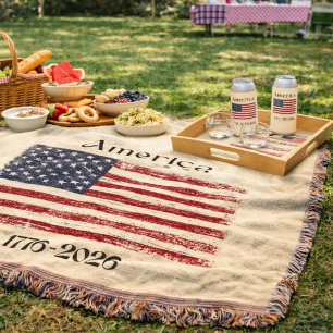 Manta Bandera de América 1776 a 2026 EE. UU. 250 Anivers