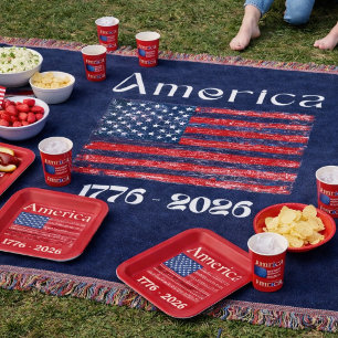 Manta Bandera de América 1776 a 2026 EE. UU. 250 Anivers
