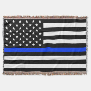 Manta Bandera de la policía de la delgada línea azul