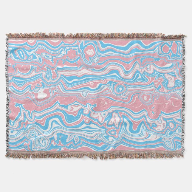 Manta Bandera de Orgullo Trans Trippy Boho Groovy Rayas  (Anverso)