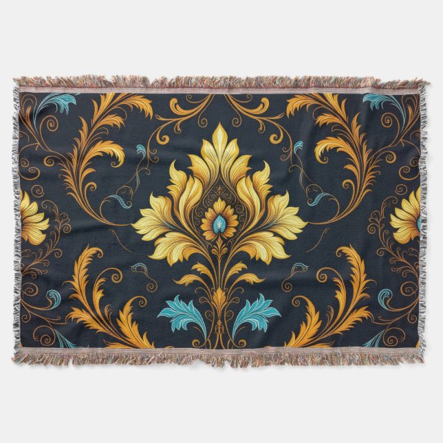 Manta "Barockes Ornament-Muster in Gold und Schwarz" (Anverso)