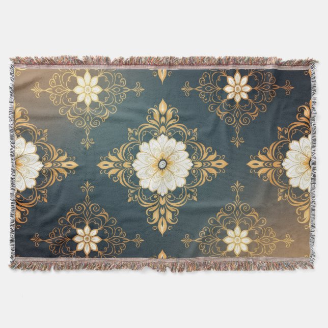 Manta "Barockes Ornament-Muster in Gold und Schwarz" Dec (Anverso)