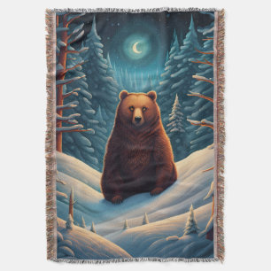 Manta Barrera de lanza de oso marrón de invierno