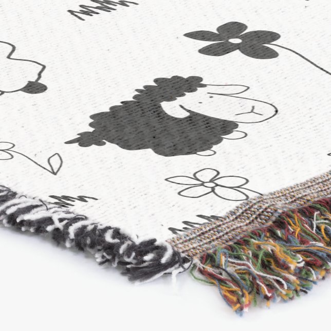 Manta Barrera de ovejas Ilustracion negro y blanco (Esquina)