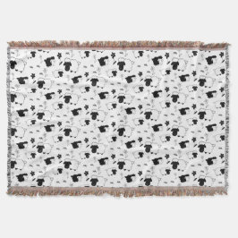 Manta Barrera de ovejas Ilustracion negro y blanco