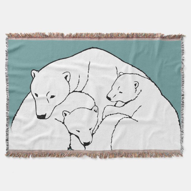 Manta Bear Art Blanket Mother & Cubs Bear Thear Blanket (Anverso)