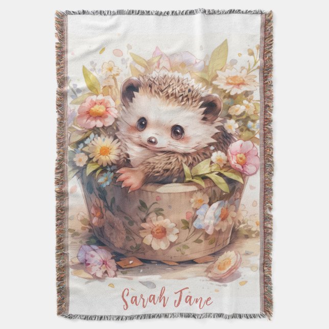 Manta Beatrix Potter Style Baby Hedgehog Throw Blanket (Frente vertical)