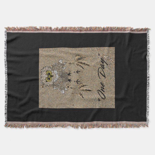 Manta Bebé de águila y huellas en la arena "Un día" (Anverso)