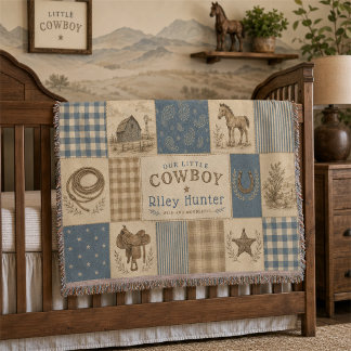 Manta Bebé Niño Personalizado Vaquero Occidental Parchea