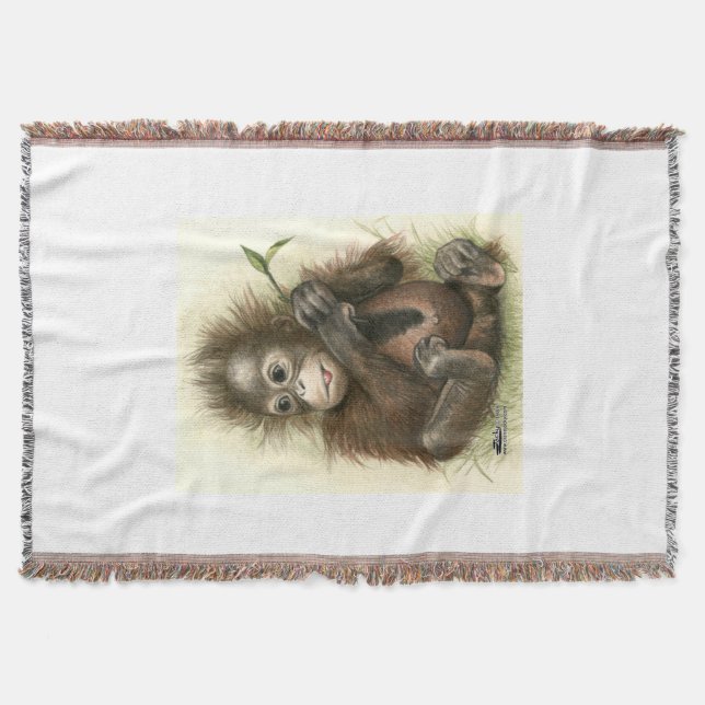Manta Bebé Orangután Con Hojas (Anverso)