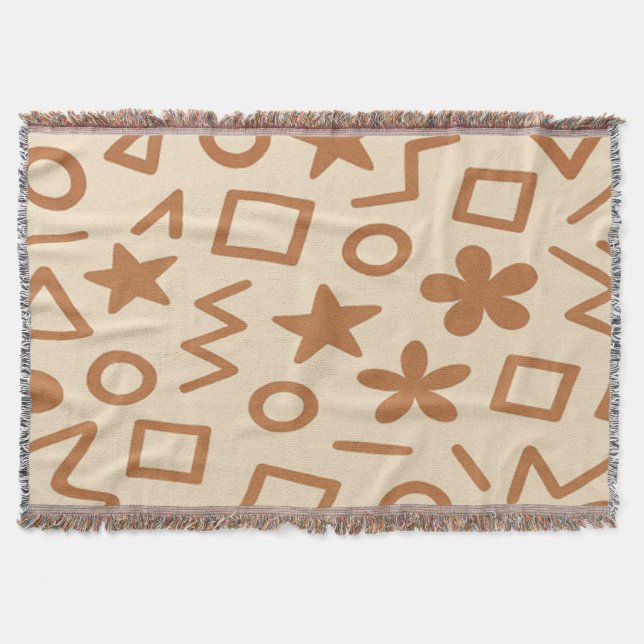 Manta beige y rojiza para lanzar (Anverso)