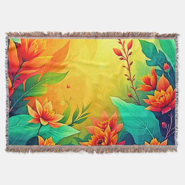 Manta Belleza floral vibrante abstracta (Anverso)